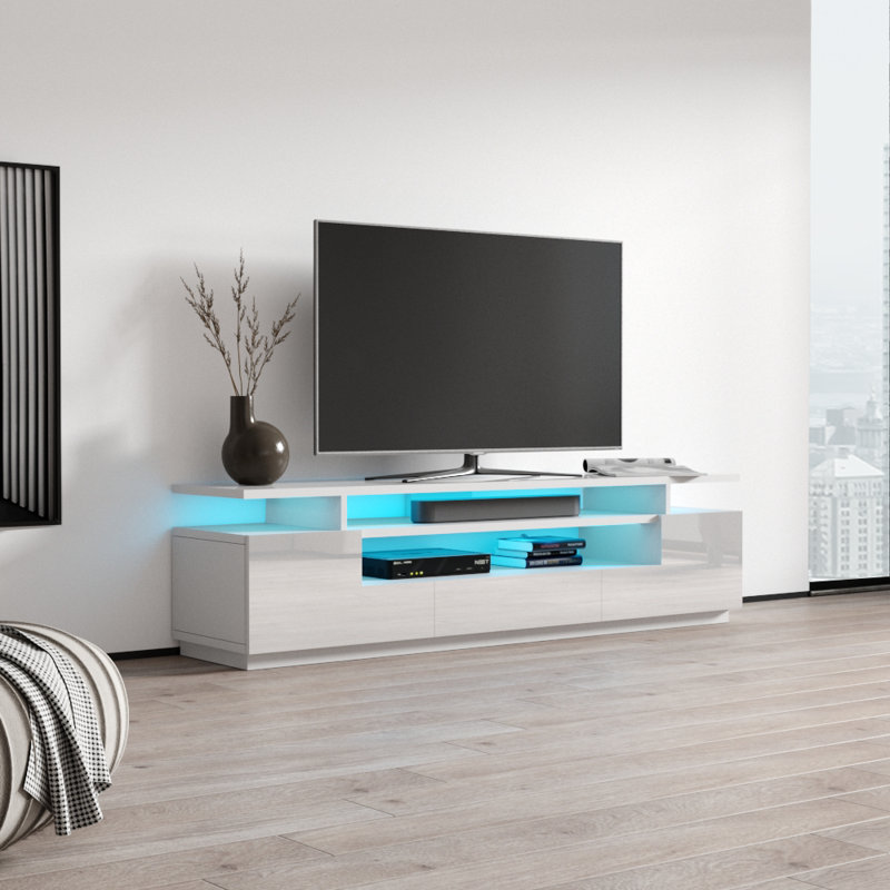 Eva 77" White TV Stand, White