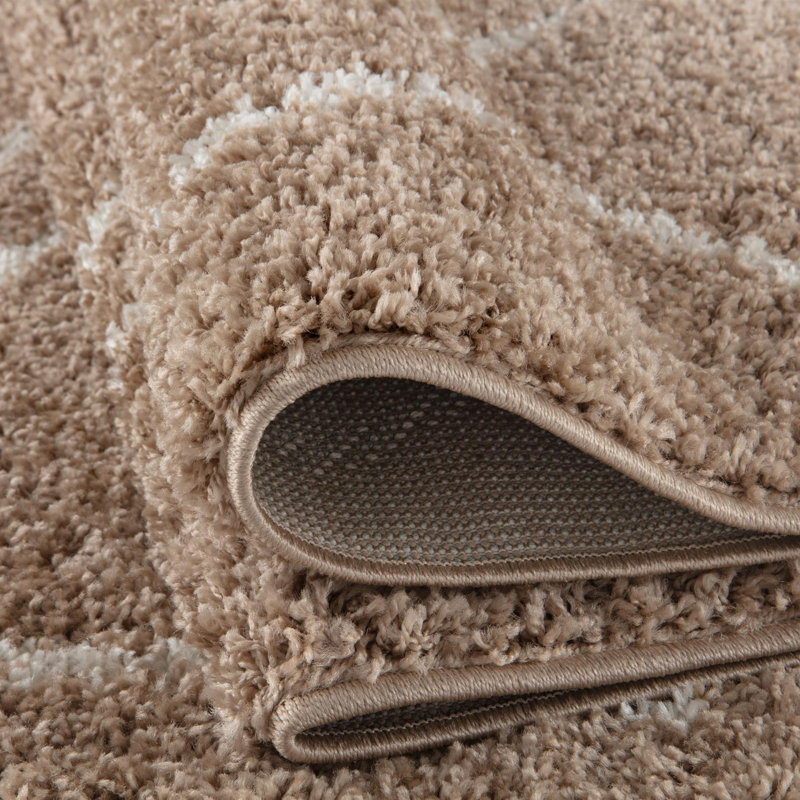 Moroccan Shaggy Collection Rugs Boho Design in Beige/Ivory, Runner 80 x 300cm