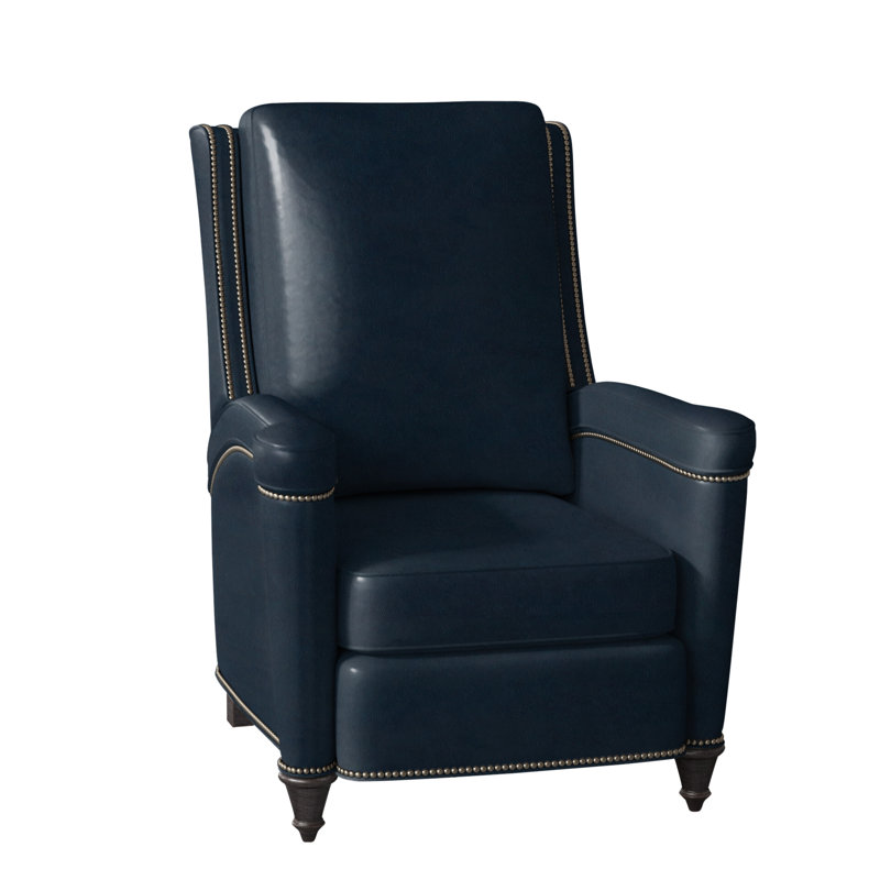 Mayes Recliner, Aline Light Gray Stonewash Genuine Leather, Gunmetal, Plantation
