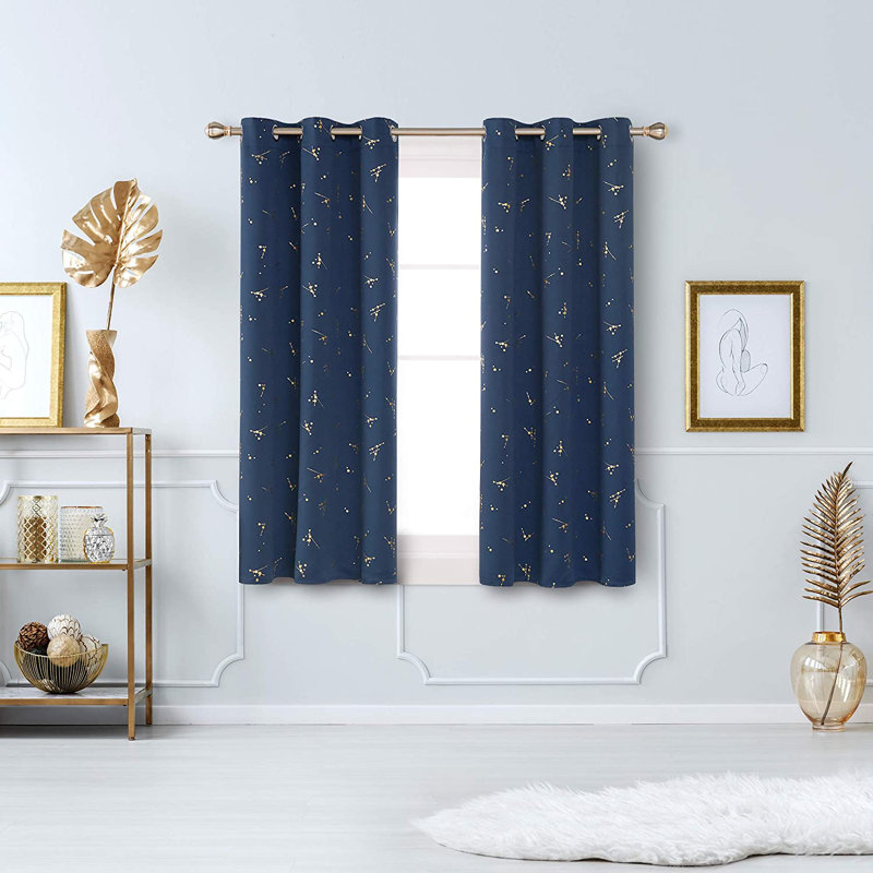 Makvala Room Darkening Curtain Pair, 42" W x 84" L, Navy Blue