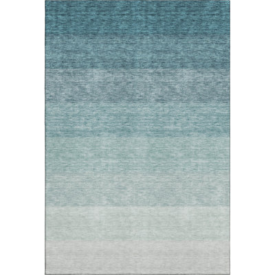 Premium Machine Washable Prisco Teal Rug