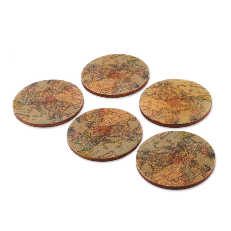 Ensemble de sous-verres en bois fait à la main NOVICA (ensemble de 5)