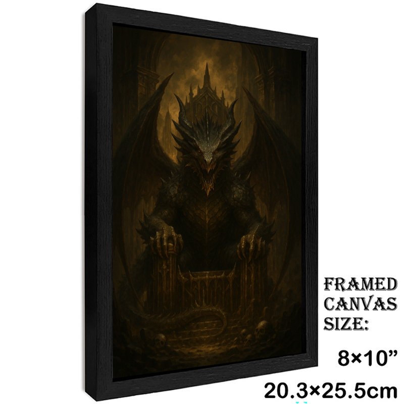 Art mural rétro noir, "Le dragon sur le trône", impressions de style rétro, H 11 po x l 9 po
