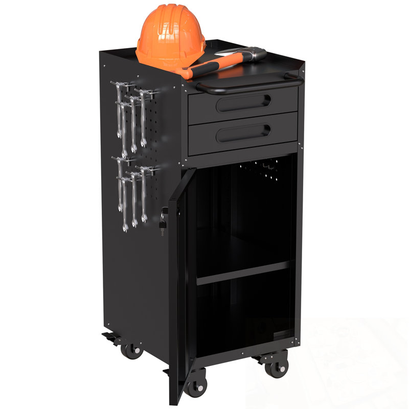 Armoire de rangement en métal avec porte verrouillable et 2 tiroirs