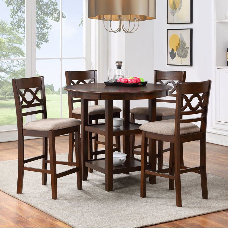 Ensemble repas pour 4 personnes Turgeon, Brun cerisier, H 36 po x L 42 po x l 42 po