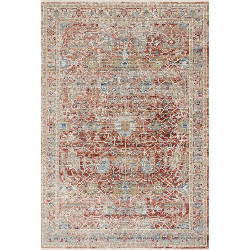 Tapis rouge / ivoire Ochlocknee, Rectangle 9 pi 6 po x 13 pi