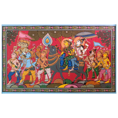 Shiv Vivah And Devotee | Natural Colors On Canvas | By Sachikant