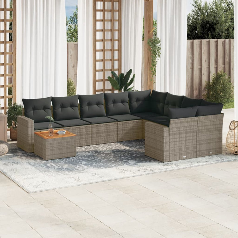 Ensemble de canapé de jardin Vidaxl Gris, gris foncé