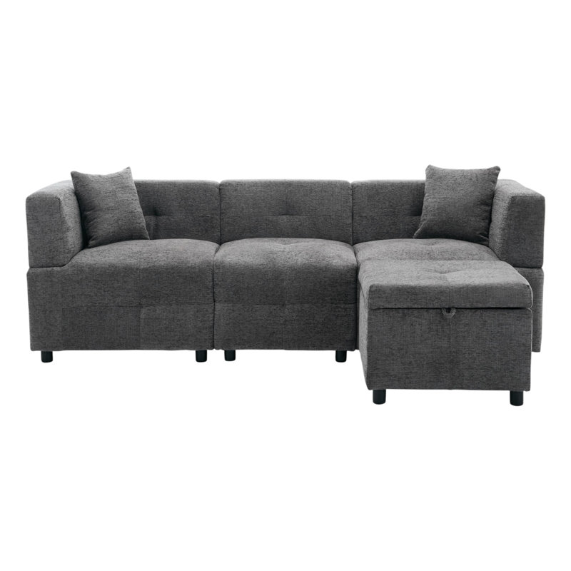 4 Seater Fabric Sofa, Gray