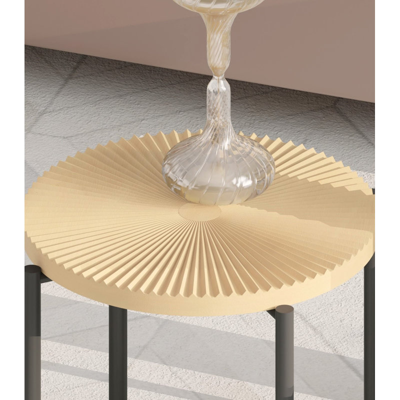 Ensemble de table basse et de table de bout 2 pièces à motif Radial, Bois de chêne naturel