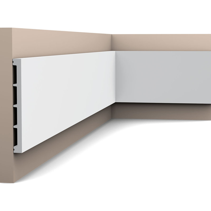 Modern White Polystyrene Baseboard Moulding 78" Length
