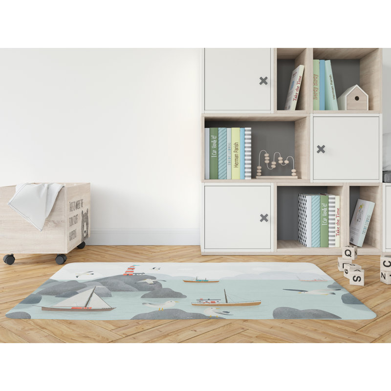 Mahtotopa Vinyl Machine Printed Area Rug, Rectangle 3'3.4" x 4'11.1"