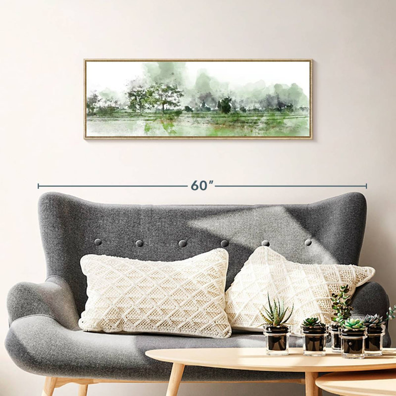 Champ paysage Pawlak, Cadre flottant en bois naturel, 37 po x 13 po