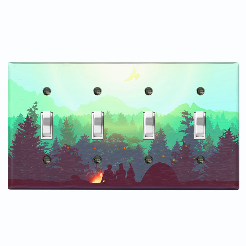 Plaque murale standard avec interrupteur à bascule à 4 lumières Campfire Green Sky