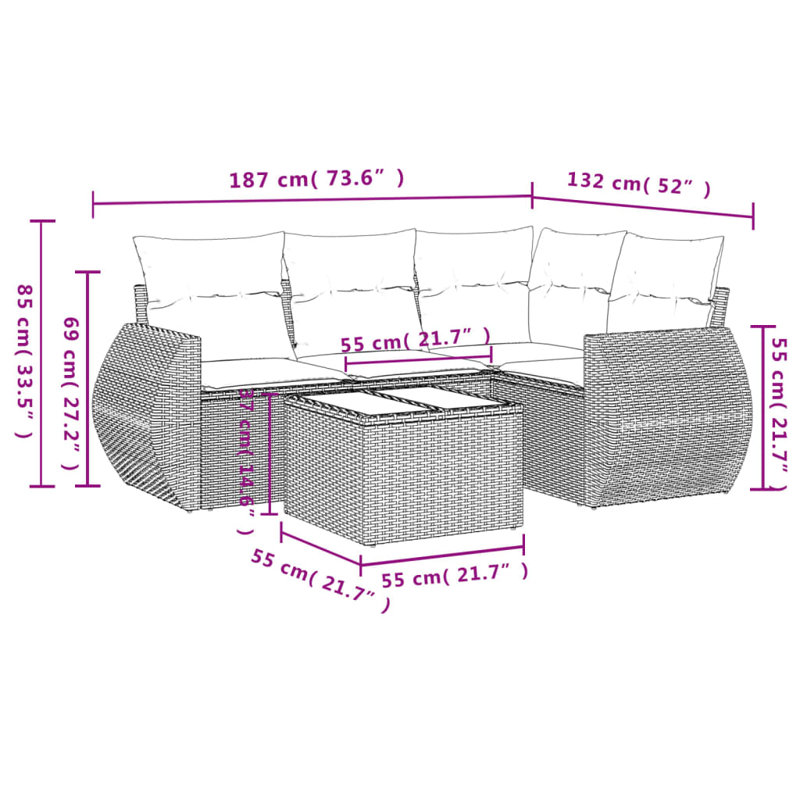 Ensemble de canapé de jardin Vidaxl, Beige, Beige