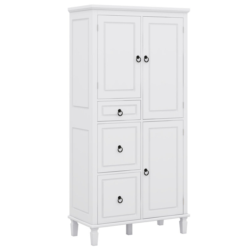 Storage Cabinet With Doors, Tall Storage Cabinet With Adjustable Shelves, 3 Drawers And 3 Enclosed Compartment