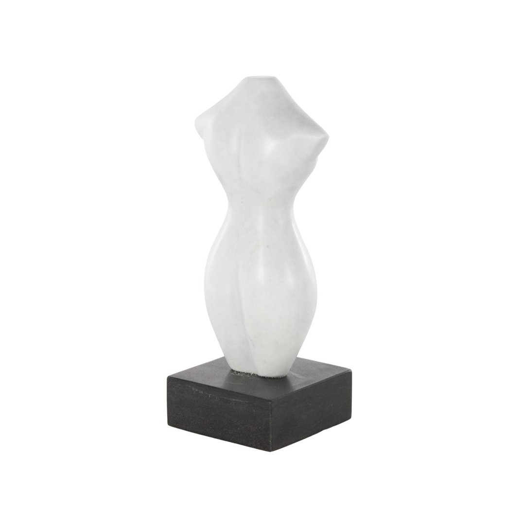 Cole And Grey Marble Abstract Female Form Woman Sculpture With Black Block Base Ivy Bronx