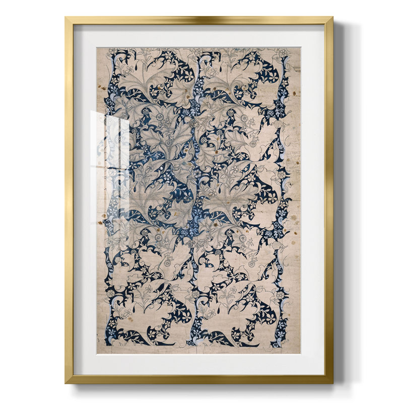 Vintage Abstract Print CXIV - Modern Abstract Art, Matted and Framed Under Acrylic Glass, Modern Living Room Wall Art, Gold