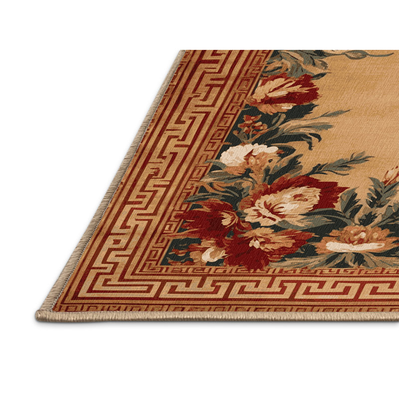 Tapis brun français lavable à la machine, Rond 4 pi