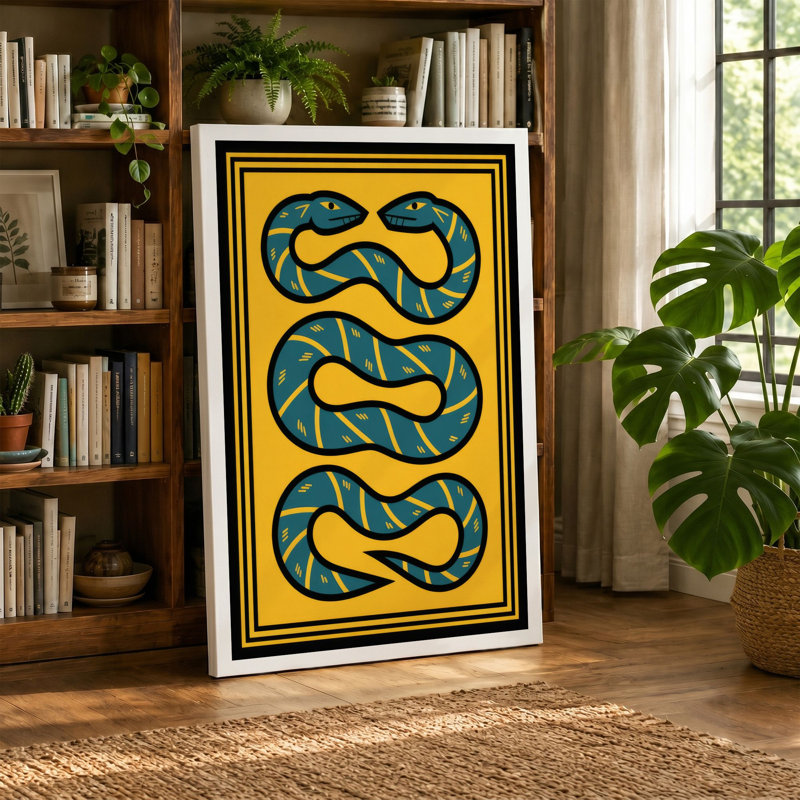 Three Serpents Art Deco - Wrapped Canvas, 30x20 - 76.2 x 50.8 cm, Sage Border