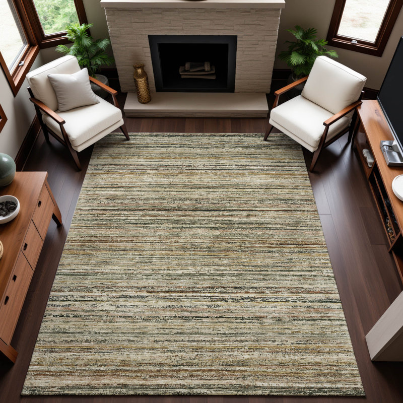 Premium Machine Washable Barry AMF1239 Stripes Rug, Rectangle 9' x 12'