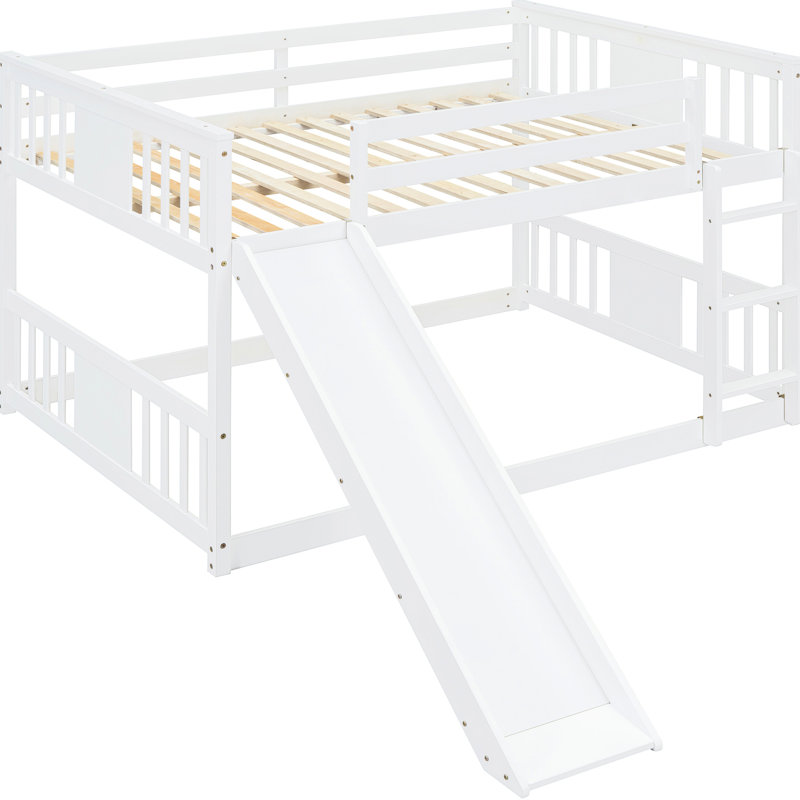 Lit double superposé au-dessus avec glissade, blanc
