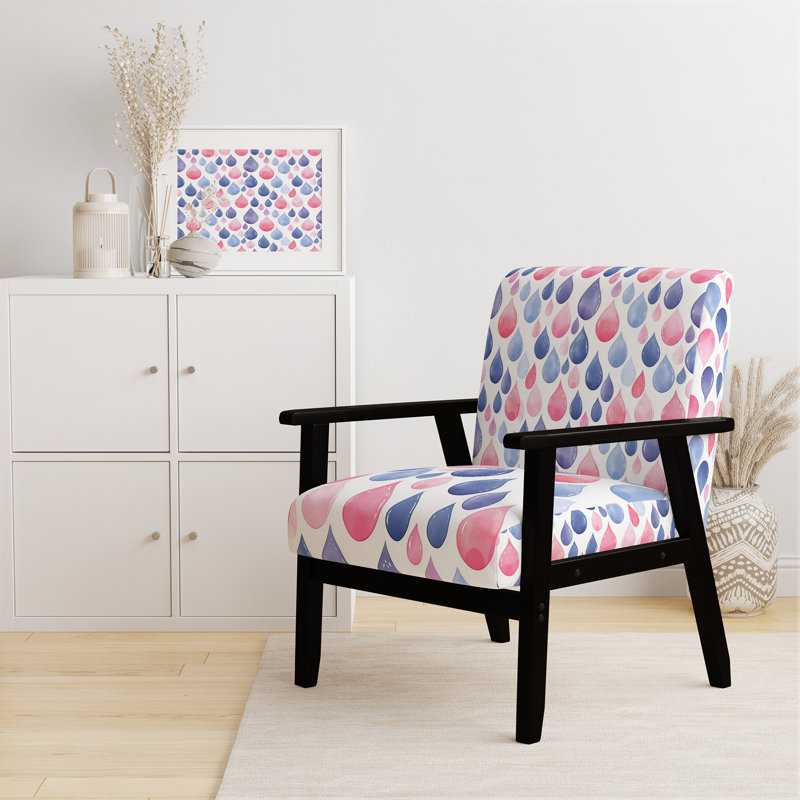 Chaise rembourrée Paisley - Fauteuil Teardrops, Accoudoirs carrés noirs