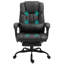 Fauteuil de bureau massant à dossier haut avec 6 points de vibration, fauteuil d'ordinateur inclinable en cuir PU, fauteuil de bureau ergonomique avec repose-pieds et télécommande de réglage en hauteur