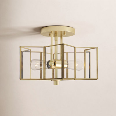 Plafonnier 2 lumières Putnam en laiton naturel