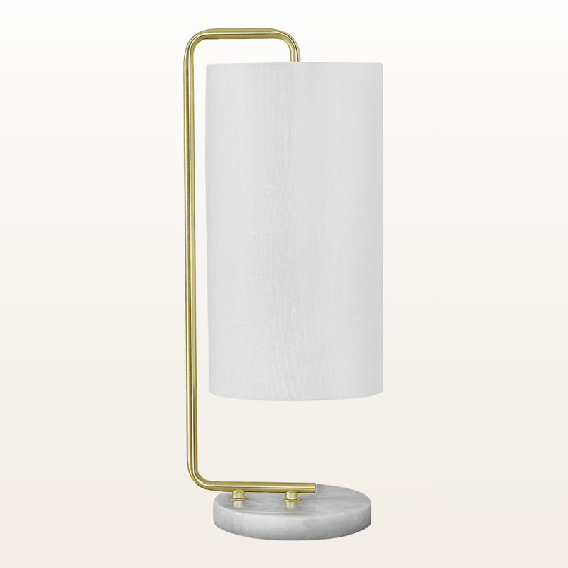 Kasia White Marble & Ivory / Cream Shade Table Lamp, 19.8'' H X 7.73'' W X 7.89'' D
