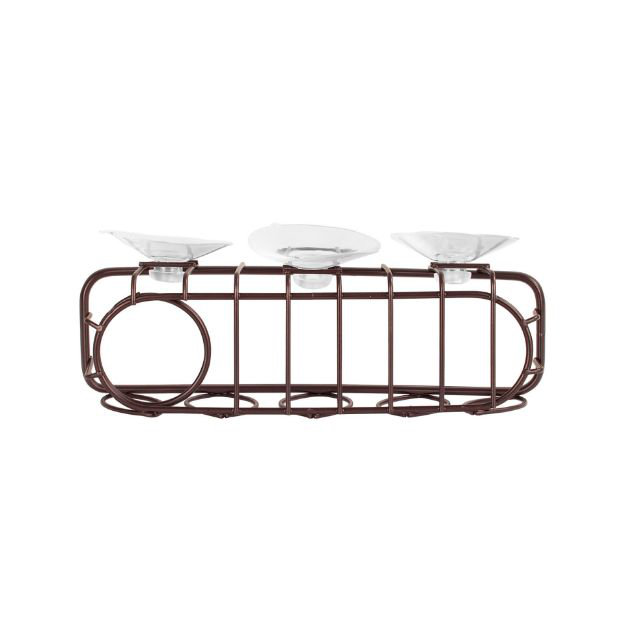 Bronze Curved Suction-Mounted Metal Sponge & Brush Holder