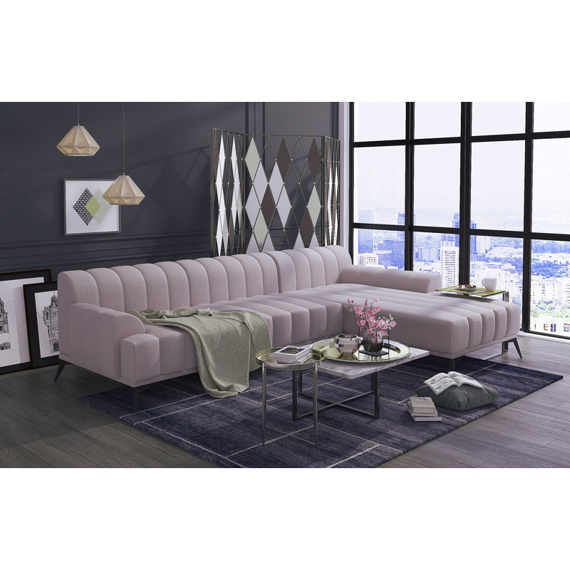 Wallen 3 Seater Corner Sofa, Violet