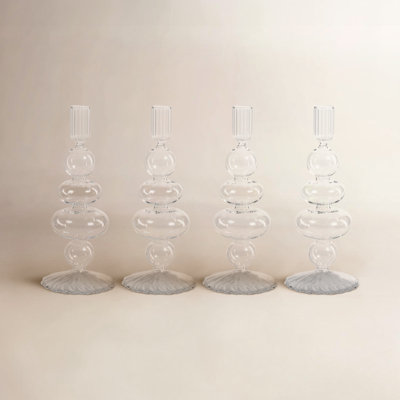 Adrienna 4-Piece Glass Candlestick Set