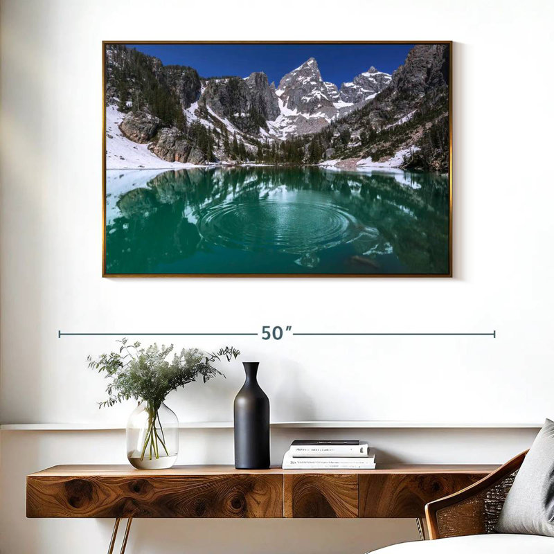 Delta Lake Grand Teton, Cadre flottant doré, 40 po x 27 po