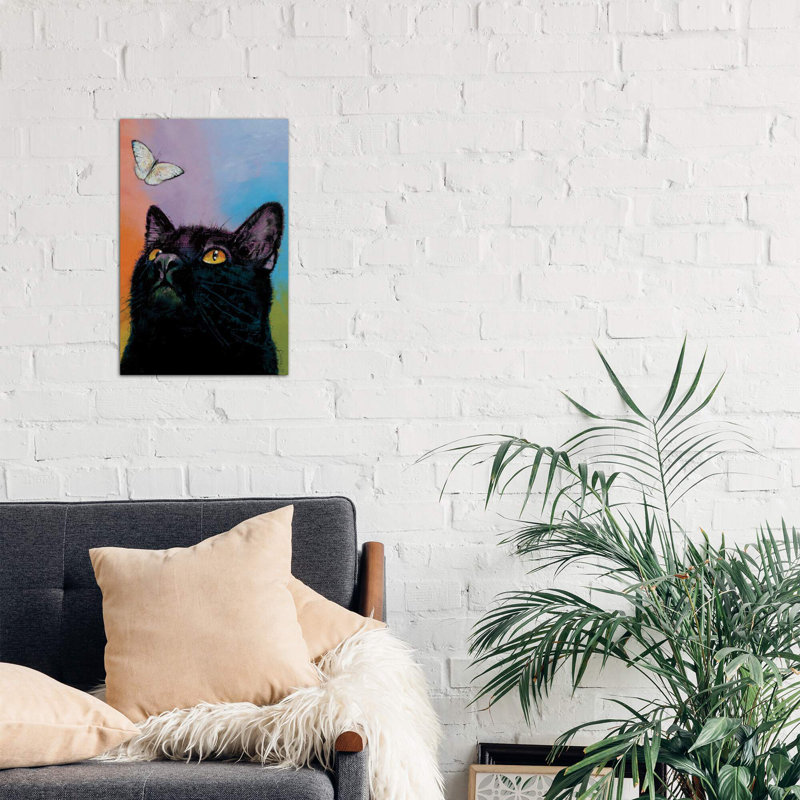 Black Cat Butterfly by Michael Creese - Wrapped Canvas Painting, 66.04 cm H x 45.72 cm W x 1.91 cm D