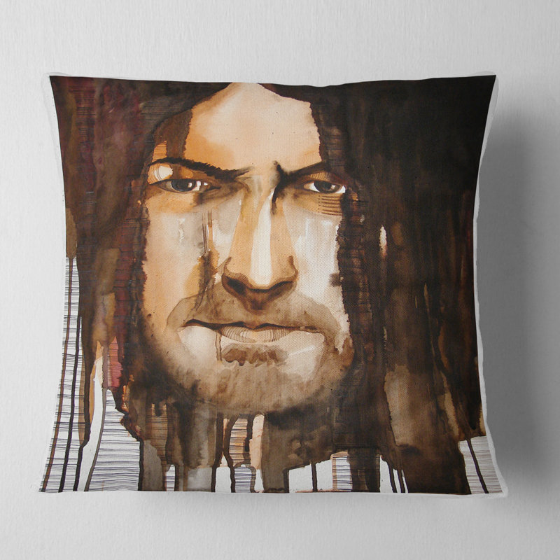 Coussin illustré d'un beau garçon illustré, 16 po x 16 po, Coussin décoratif