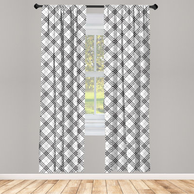 Plaid Semi-Sheer Rod Pocket Curtain Panels