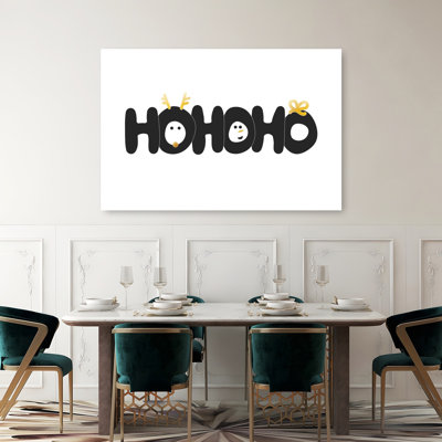 Whimsical Hohoho Holidays Abstract Contemporary Winter Wall Art Print 1 Piece Wrapped Canvas Wall Art