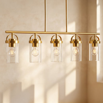 39.5-inch 5-light Chandelier Cylindrical with Clear Glass