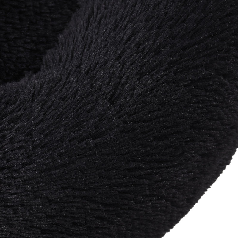 Lit rond en fausse fourrure anti-angoisse, L 23 po x P 23 po x H 8 po, Noir