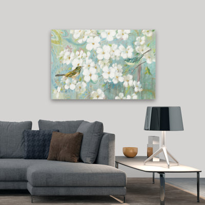 Art animalier et oiseau, rêve de printemps II, bleu sarcelle