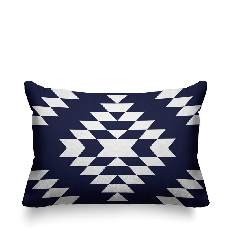 Coussin intérieur / extérieur Chantico Southwestern, 14 po x 20 po, Bleu marine, Rectangulaire