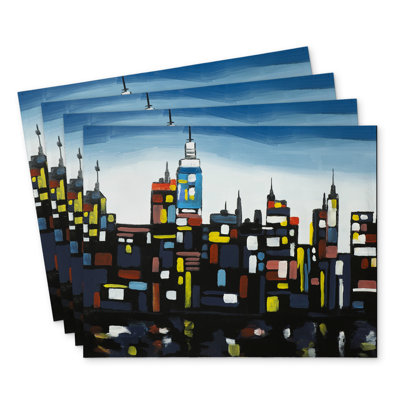 Colorful Buildings Polyester Masvingo Set of 4 - Home Decor