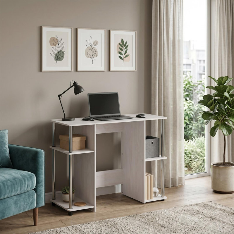  Bureau d'ordinateur compact JAYA, White/Silver