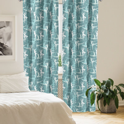 East Urban Home Modern 4-Panel Curtains, Ballerinas Dancing Art 56795