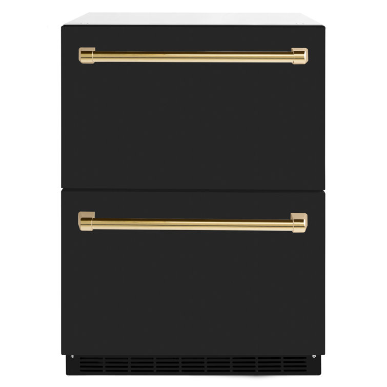 ZLINE Autograph Edition 24 In. Touchstone Refrigerator Drawer in Black Matte and Gold