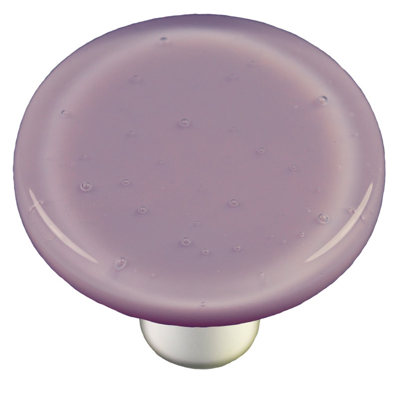 Dusty Lilac Round Glass Cabinet Knob with Aluminum Post
