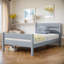 Lit simple avec tête et pied de lit, lit en bois d'hévéa-1296443356