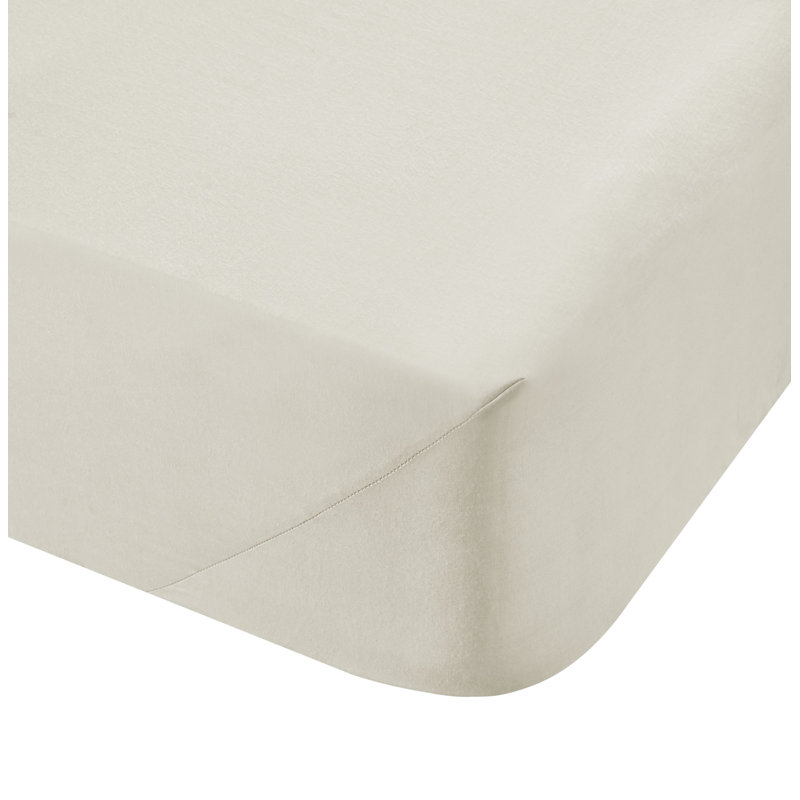Broadbent Cotton Blend Sateen Fitted Sheet, Double (4'6), Cream