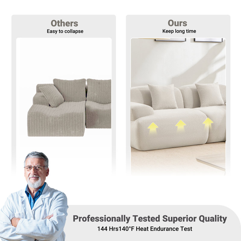 Canapé modulaire compressible surdimensionné 8 places surdimensionné, Beige